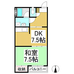 小平マンション 1DKの間取図画像