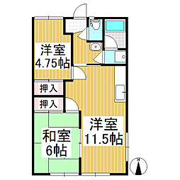 エコールハイツ 2LDKの間取図画像