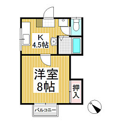 マンション紀州 1Kの間取図画像