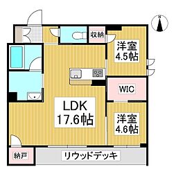 カルムメゾン 1階2LDKの間取り