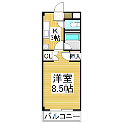 パークタウン小諸B 1Kの間取図画像