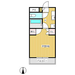 コーポ・セシ.ボン・S 1Kの間取図画像