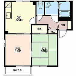 フォーレスしらかばC 2DKの間取図画像