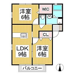 パナハイツララベリー桑の実B 2LDKの間取図画像