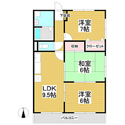 ベルクレールEIZON 3LDKの間取図画像