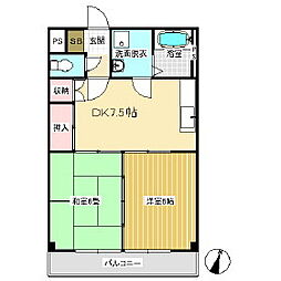 城ヶ丘ヴィレジ 2DKの間取図画像