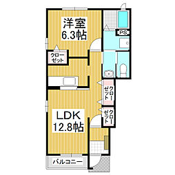 フット・パレスC 1LDKの間取図画像