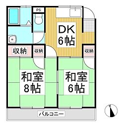 センチュリーハイツA 2DKの間取図画像