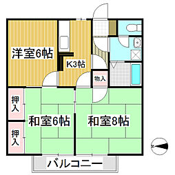 プレジール竹内B 3Kの間取図画像