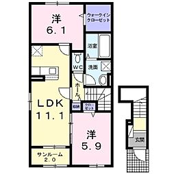 スターチス 2LDKの間取図画像