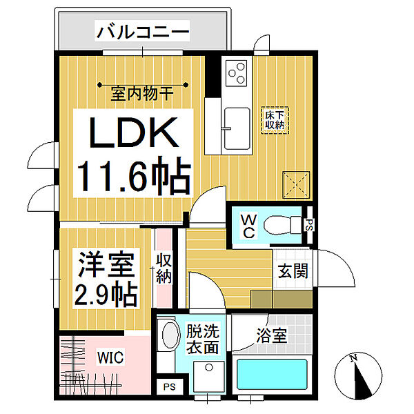 レセンテ東参道 ｜長野県長野市大字鶴賀田町(賃貸アパート1LDK・1階・40.46㎡)の写真 その2