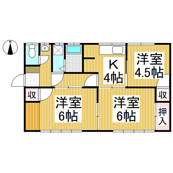 栗木様平屋　南 ｜長野県長野市松岡(賃貸一戸建3K・--・49.68㎡)の写真 その2