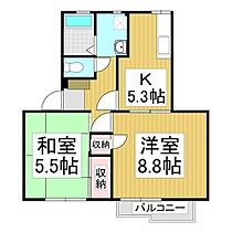 ハイツサンフローレ　S棟  ｜ 長野県長野市大字風間（賃貸アパート2K・2階・44.94㎡） その2