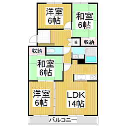 ステイツハウスあづま通り 2階4LDKの間取り
