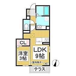 蔵谷ハイツ 1LDKの間取図画像