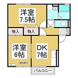 トミユウボラタB 2DKの間取図画像
