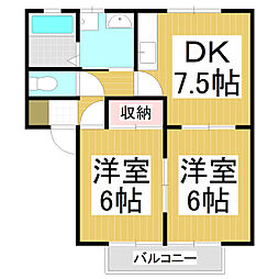 サンライフMKB 2DKの間取図画像