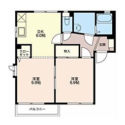 サン・ディアスN 2DKの間取図画像