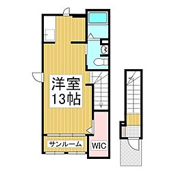 グランツミルトT ワンルームの間取図画像