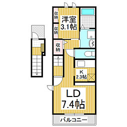 タッセル 1LDKの間取図画像