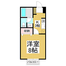 グッドウィル若里B棟 1Kの間取図画像