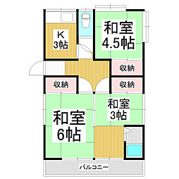 若松アパート 3Kの間取図画像