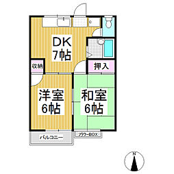 シュプールイナダ 2DKの間取図画像