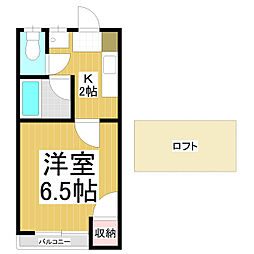 プチハウス三輪 1Kの間取図画像