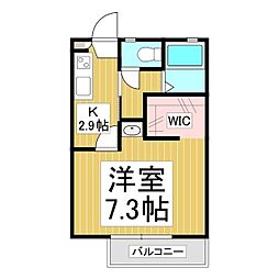 フレグランスかわい 1Kの間取図画像