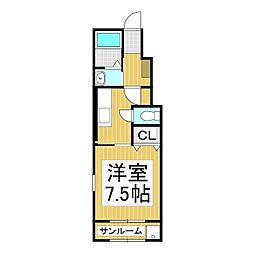 ガーデン・M 1Kの間取図画像