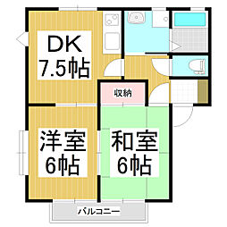 グリーンハイツベルA 2DKの間取図画像