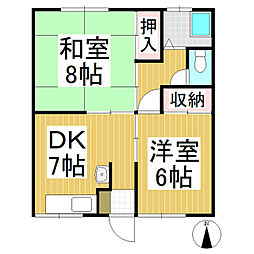 ハイツ鶴衛 2DKの間取図画像