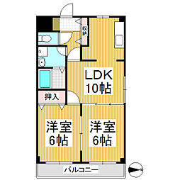 レジデンス三輪 2LDKの間取図画像
