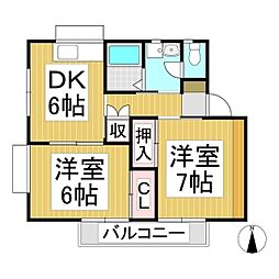 メゾン・ド・ローゼ 2DKの間取図画像