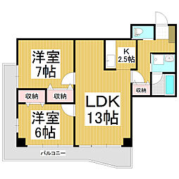 センターウイング 2LDKの間取図画像