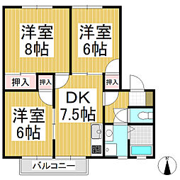 ハロー・イントクマ2 3DKの間取図画像