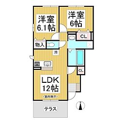 サン・クレール 2LDKの間取図画像