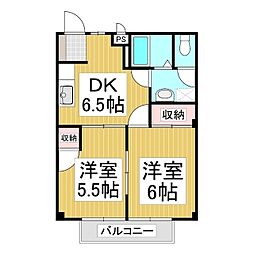 アメニティ大井 2DKの間取図画像