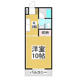 プレジデント穂高 1Kの間取図画像