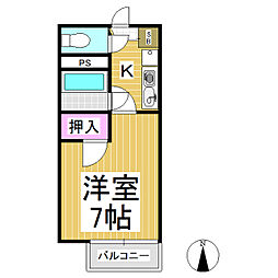 F・ドエル 1Kの間取図画像