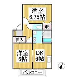 メゾンシェール 2DKの間取図画像