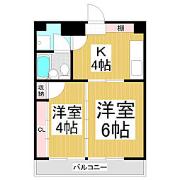 コーポ石堂 2Kの間取図画像