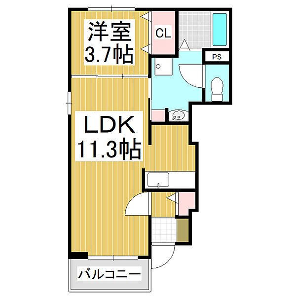 長野県松本市沢村3丁目(賃貸アパート1LDK・1階・37.13㎡)の写真 その2