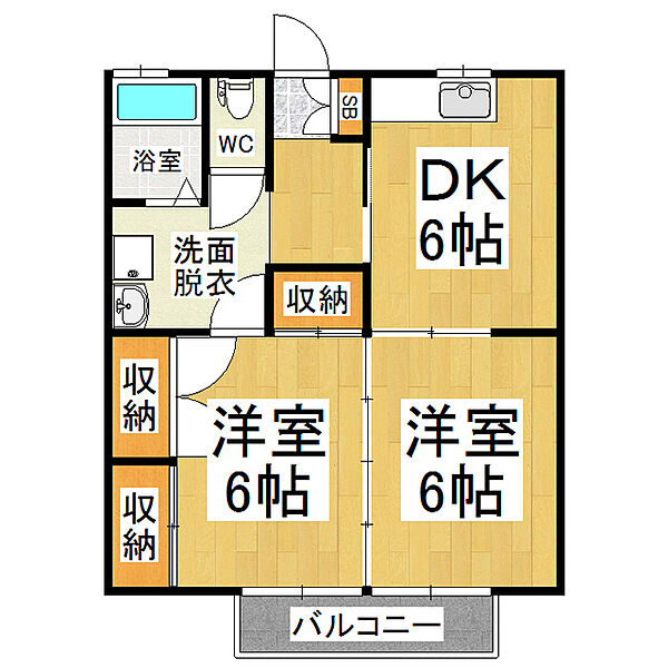 コーポリヴハウス 202｜長野県松本市井川城3丁目(賃貸マンション2DK・2階・52.17㎡)の写真 その2