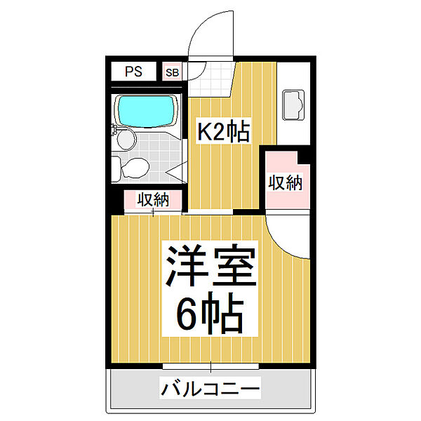 ハイツ田村 207｜長野県松本市浅間温泉3丁目(賃貸マンション1K・2階・19.83㎡)の写真 その2