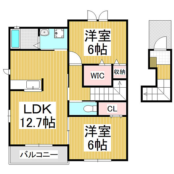 長野県松本市蟻ケ崎5丁目(賃貸アパート2LDK・2階・60.77㎡)の写真 その2