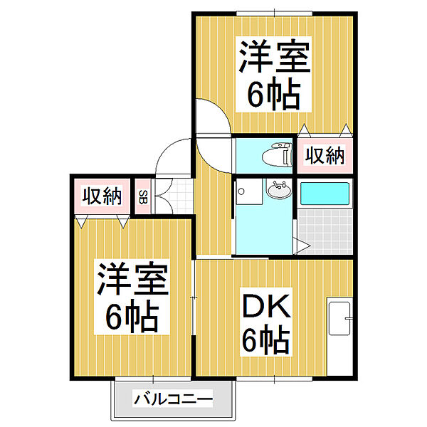 レザン松岡　Ｃ棟 ｜長野県松本市大字岡田松岡(賃貸アパート2DK・2階・43.08㎡)の写真 その2