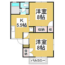 シャルム由比ヶ浜Ｂ  ｜ 長野県松本市大字岡田松岡（賃貸アパート2K・2階・47.91㎡） その2