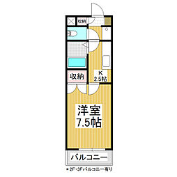 パークハイツ島内 3階1Kの間取り