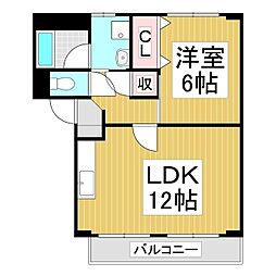 サープラスツーローデアコートA 1LDKの間取図画像